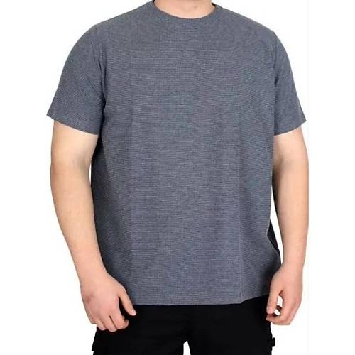 B�y�k Beden Erkek T-shirt Bisiklet Yaka WAFFLE 20033 K.Mavi