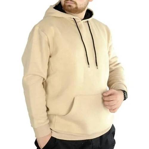 Erkek Sweatshirt Kap�onlu Pocket Basic  20562 Bej