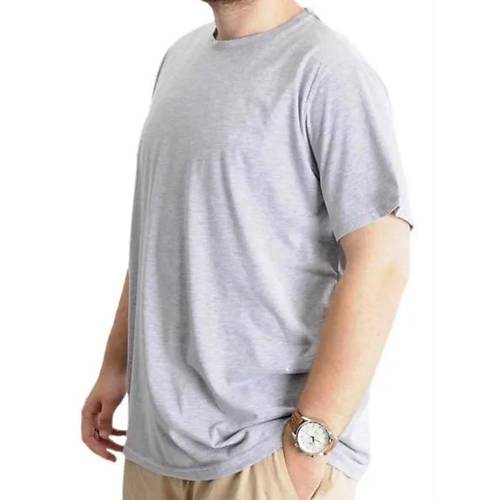 B�y�k Beden Erkek T-Shirt Basic 20031 Gri Melanj