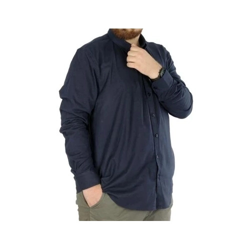 B�y�k Beden Erkek Keten Cepli G�mlek 20386 Lacivert