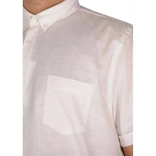 B�y�k Beden Keten Likral� G�mlek Cepli 20389 Beyaz