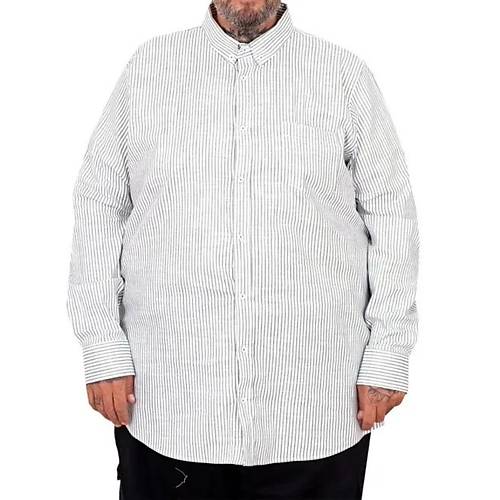 B�y�k Beden Erkek G�mlek Uzun Kol Keten Cepli Haki 20384