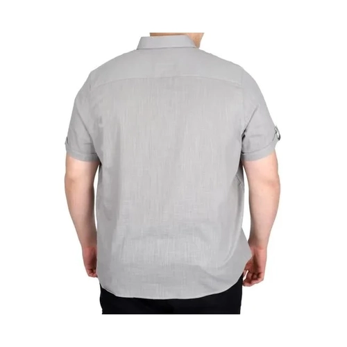 B�y�k Beden Keten Likral� G�mlek Cepli 20389 Gri