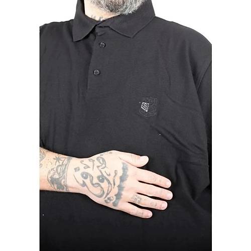 Battal Beden Erkek Tshirt Polo Yaka Nak��l� Klasik Pike 20553 Siyah