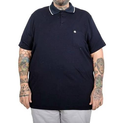 B�y�k Beden T shirt Polo Likral� S�prem Cepli 21558 Lacivert