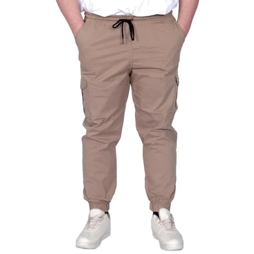 B�y�k Beden Erkek Pantolon Keten Kargo Jogger 21911 Cappucino