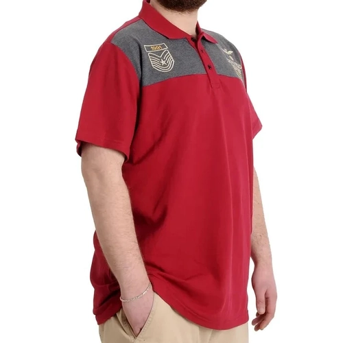 B�y�k Beden Erkek T-shirt Polo MILITARE 23327 Bordo