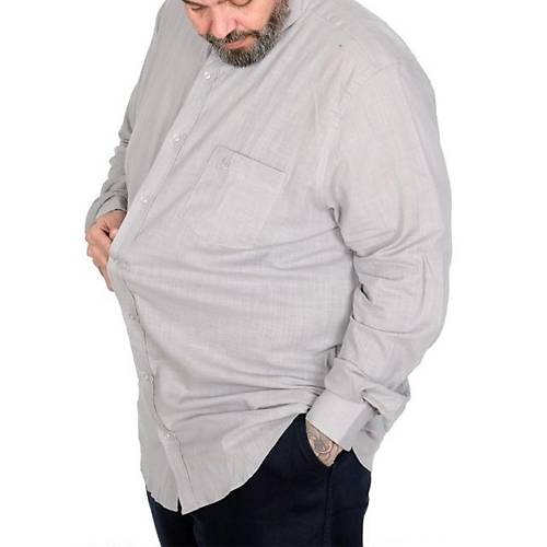 B�y�k Beden Erkek Keten Cepli G�mlek 20386 gri