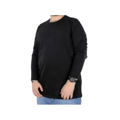 B�y�k Beden Erkek Tshirt Likral� Bisiklet Yaka 20102 Siyah