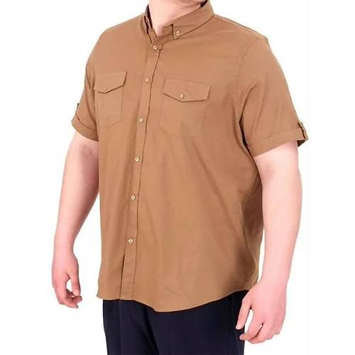 B�y�k Beden G�mlek KKol �ift Cep Kapakl� 20361 Kahve