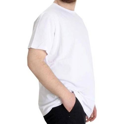 B�y�k Beden Likral� T-shirt Bisiklet Yaka 20149 Beyaz