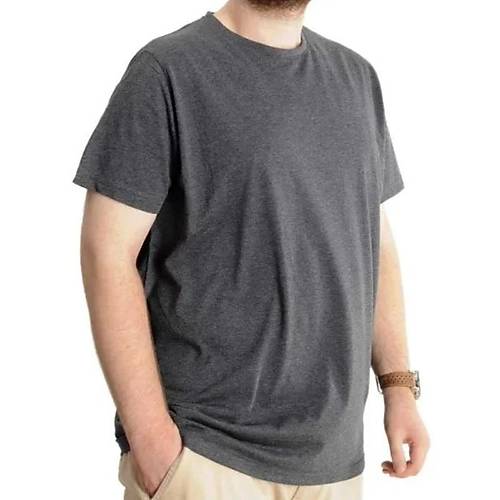 B�y�k Beden Erkek T-shirt Basic 20031 Antramelanj