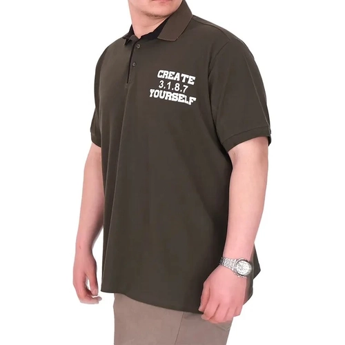 B�y�k Beden Erkek T-Shirt Polo Yaka YOURSELF 25310 Haki