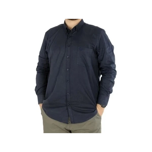 B�y�k Beden Erkek Keten Cepli G�mlek 20386 Lacivert