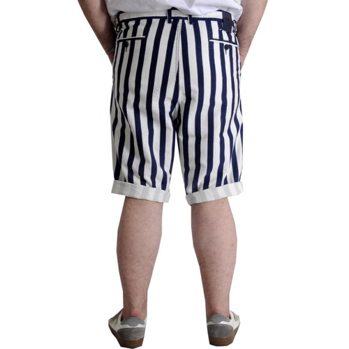 B�y�k Beden Erkek Gabardin Kapri �izgili 22412 Lacivert-beyaz