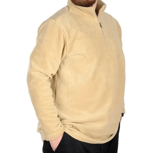 Erkek Sweat Polo Yaka Yar�m Fermuarl� Polar 22548 Bej