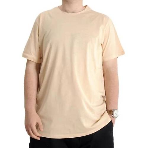 B�y�k Beden Erkek Tshirt Bisiklet Yaka Basic 20031 Bej