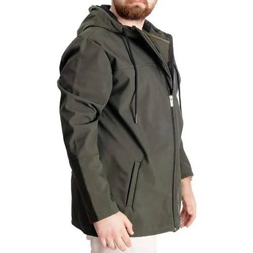 B�y�k Beden Erkek Kap��onlu Mont Waterproof Softshell 21235 Haki