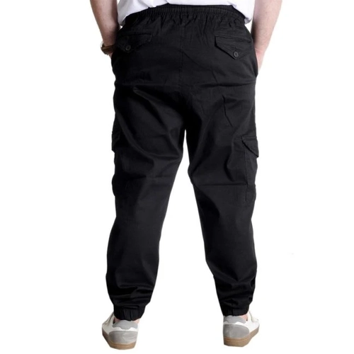 B�y�k Beden Pantolon Gabardin Kargo Jogger Do�a 21927 Siyah