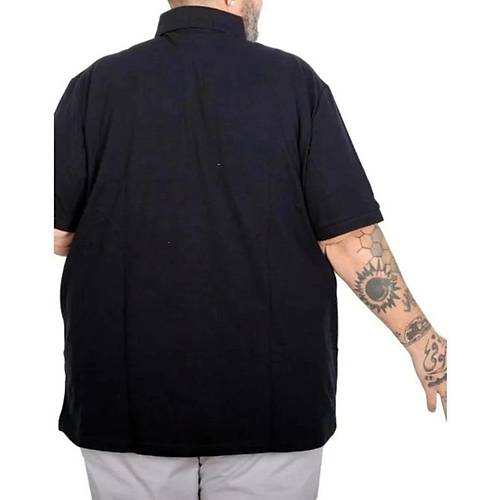 Battal Beden Erkek Tshirt Polo Yaka Cepli Klasik Pike 20552 Lacivert