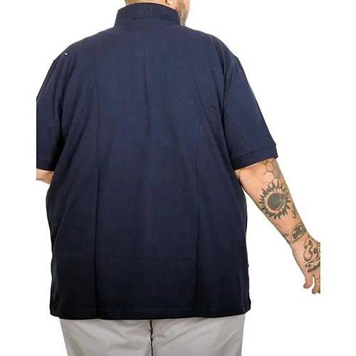 Battal Beden Erkek Tshirt Polo Yaka Nak��l� Klasik Pike 20553 �ndigo