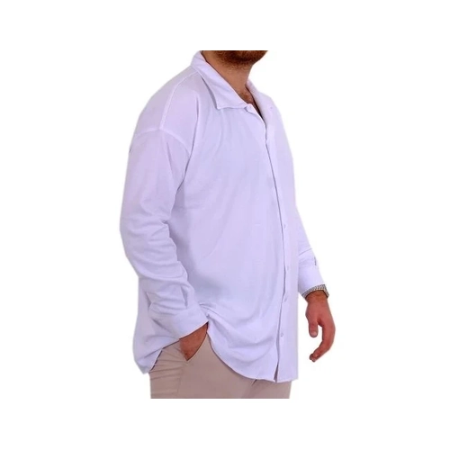 B�y�k Beden Erkek G�mlek Apas Yaka Uzun Kol JAKAR U24381 Beyaz