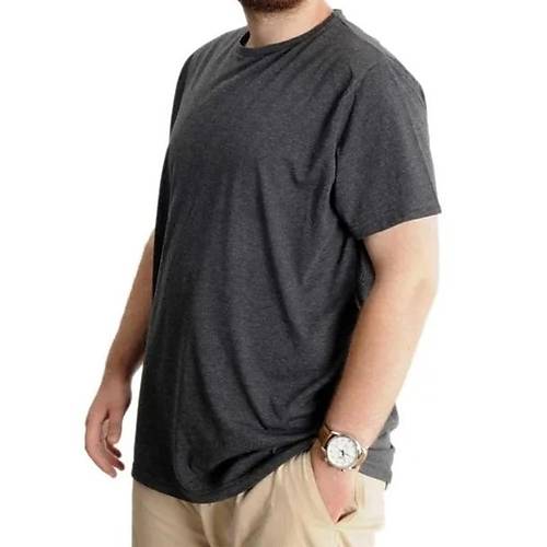 B�y�k Beden Erkek T-shirt Basic 20031 Antramelanj
