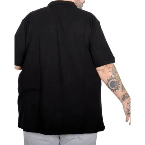 B�y�k Beden Erkek T-Shirt Polo Yaka Cepli Klasik 20550 Siyah