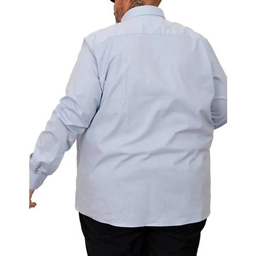 B�y�k Beden Erkek Klasik Cepli G�mlek Likral� 20350 Mavi