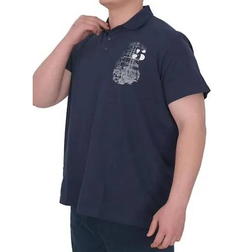 B�y�k Beden Erkek T-Shirt Polo Sail Boat U25302 Indigo