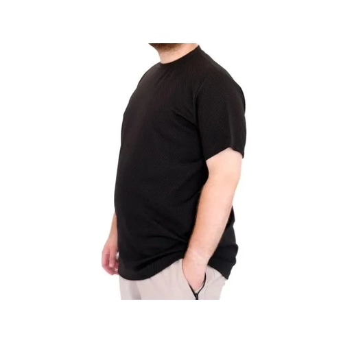 B�y�k Beden Tshirt B�s Yaka Dore 25034 Siyah