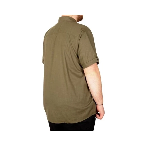 B�y�k Beden Keten Likral� G�mlek Cepli 20389 Haki