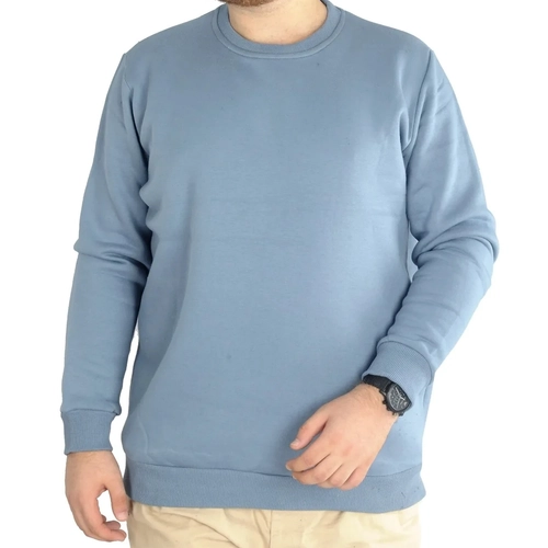 Erkek Sweatshirt Bisiklet Yaka Basic 20131 Mavi
