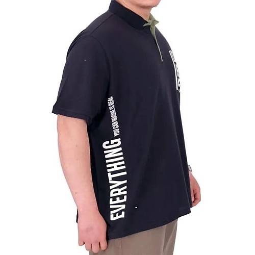 B�y�k Beden Erkek T-Shirt Polo Yaka REAL 25309 Lacivert