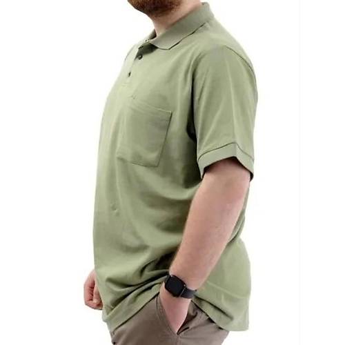 B�y�k Beden Erkek T-Shirt Polo Yaka Cepli Klasik 20550 �a�la