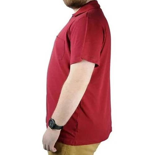 B�y�k Beden Erkek T-Shirt Polo Yaka Cepli Klasik 20550 Bordo