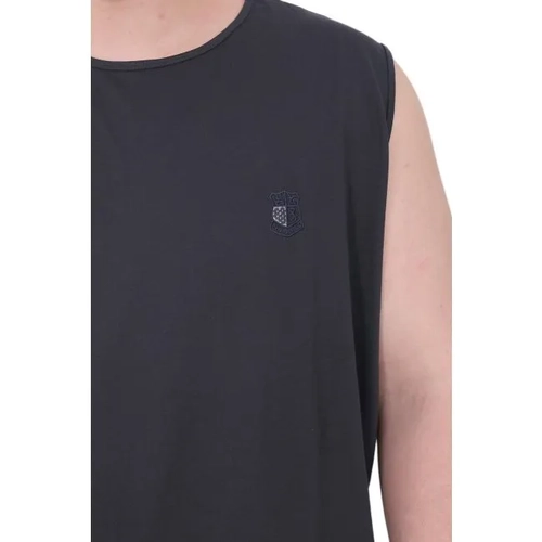 Battal Beden Erkek Kolsuz Tshirt  Nak��l� 25101 Lacivert