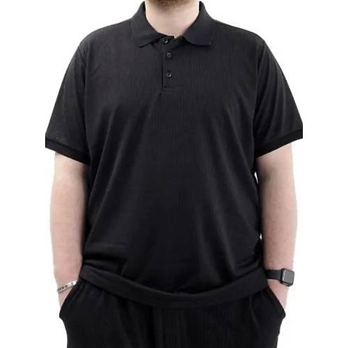 B�y�k Beden Erkek Ti��rt Polo Yaka JAKAR  24337 Siyah