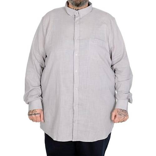 B�y�k Beden Erkek Keten Cepli G�mlek 20386 gri