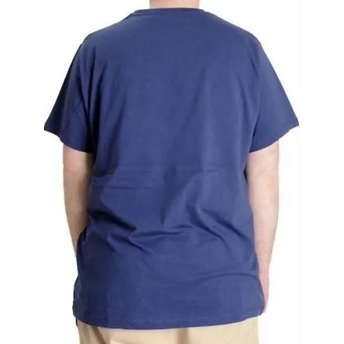 B�y�k Beden Erkek Tshirt Bisiklet Yaka Basic 20031 �ndigo