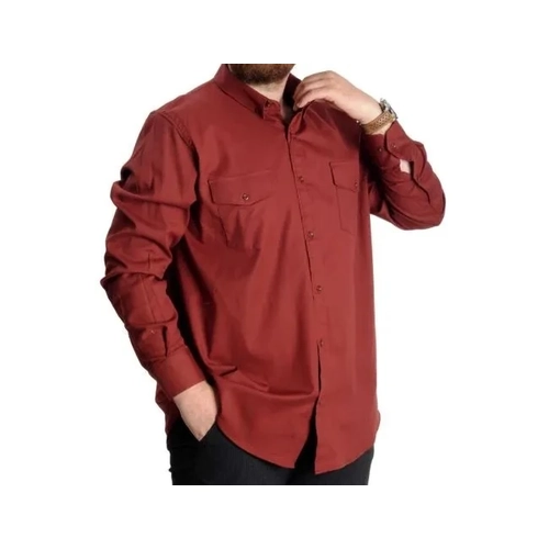 B�y�k Beden G�mlek Gabardin �ift Cep Kapakl� 20360 Bordo