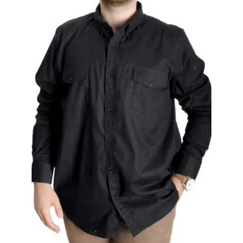 Erkek G�mlek UKol Gabardin �ift Cep 20360 Siyah