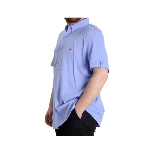 B�y�k Beden Erkek Keten Likral� G�mlek 20393 Mavi