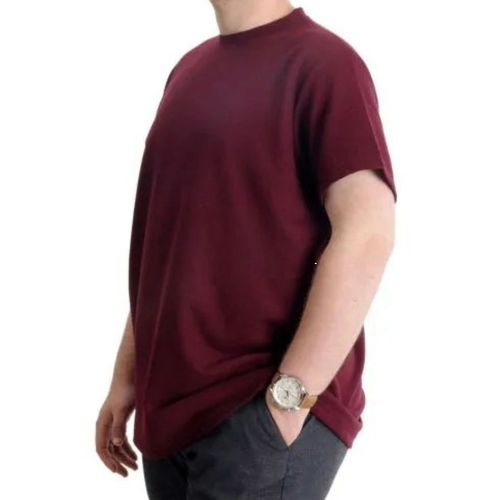 B�y�k Beden Erkek T-shirt Bisiklet Yaka WAFFLE 20033 Bordo