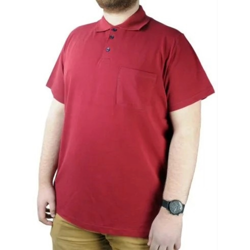 B�y�k Beden Erkek T-Shirt Polo Yaka Cepli Klasik 20550 Bordo