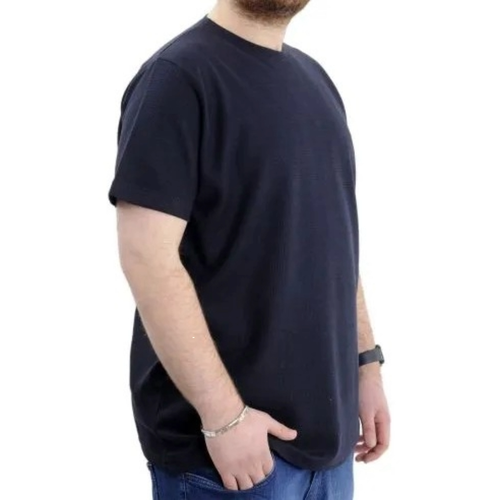 B�y�k Beden Erkek T-shirt Bisiklet Yaka WAFFLE 20033 Lacivert