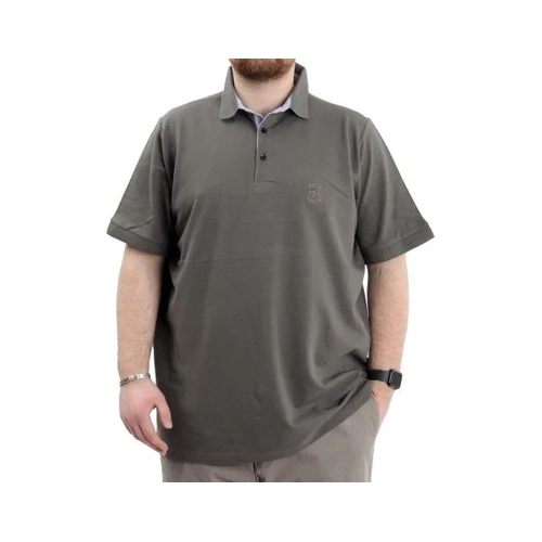 Battal Beden Tshirt Polo Yaka Nak��l� Klasik Pike 20553 Haki