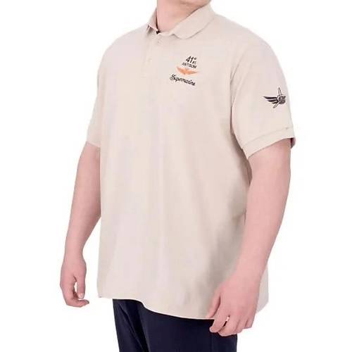 B�y�k Beden Erkek T-Shirt Pike Polo Yaka U25305 Bej