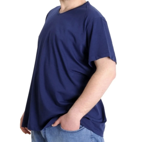 B�y�k Beden T-Shirt V Yaka Likral� 20150 �ndigo