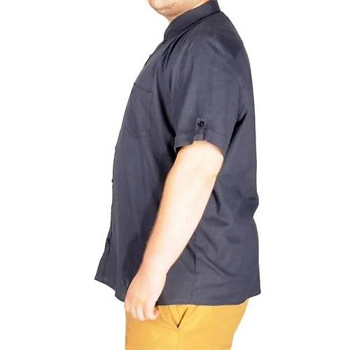 B�y�k Beden Keten Likral� G�mlek Cepli 20389 Lacivert